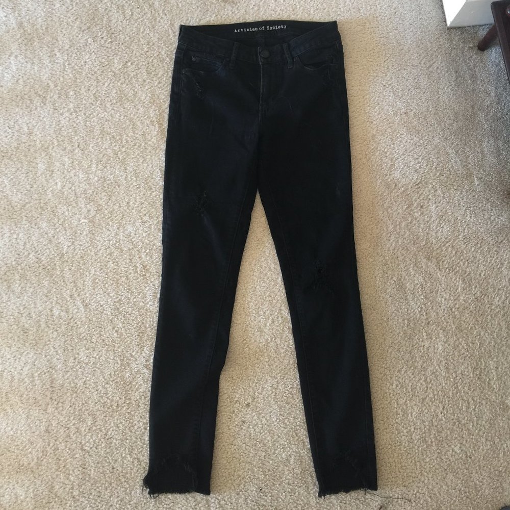 Fringed/Ripped Skinny Black Jeans